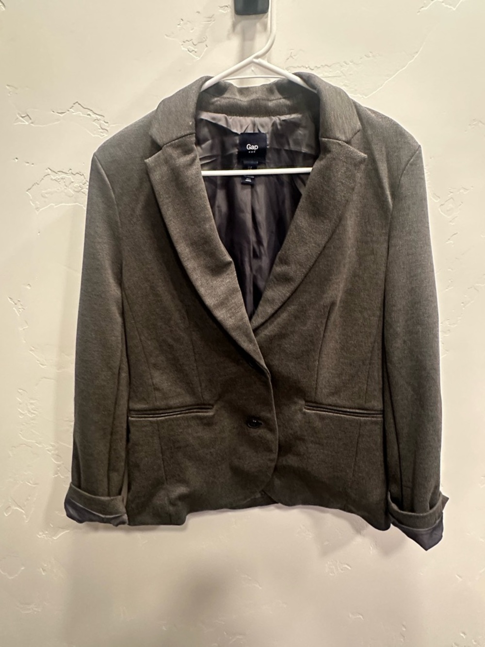 GAP Women's Dark Gray Tailored Single-Button Blazer - Picture 2 of 4